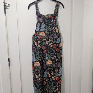 Cider Black Floral Overalls Size Small New With Tags